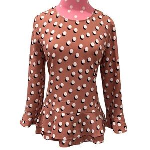 ANN TAYLOR POLKA DOT LONG SLEEVE BLOUSE size small